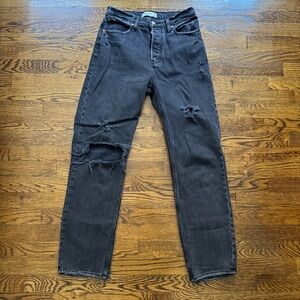 Abercrombie & Fitch black distressed dad jeans